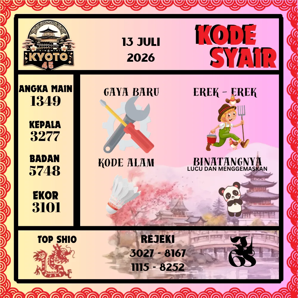 Kode Syair Kyoto45 Pools - Juli 2026
