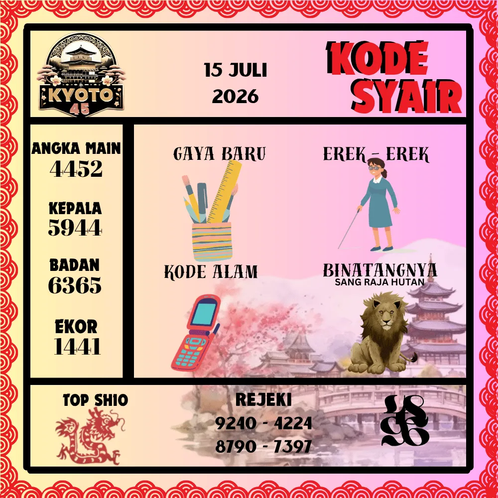 Kode Syair Kyoto45 Pools - Juli 2026
