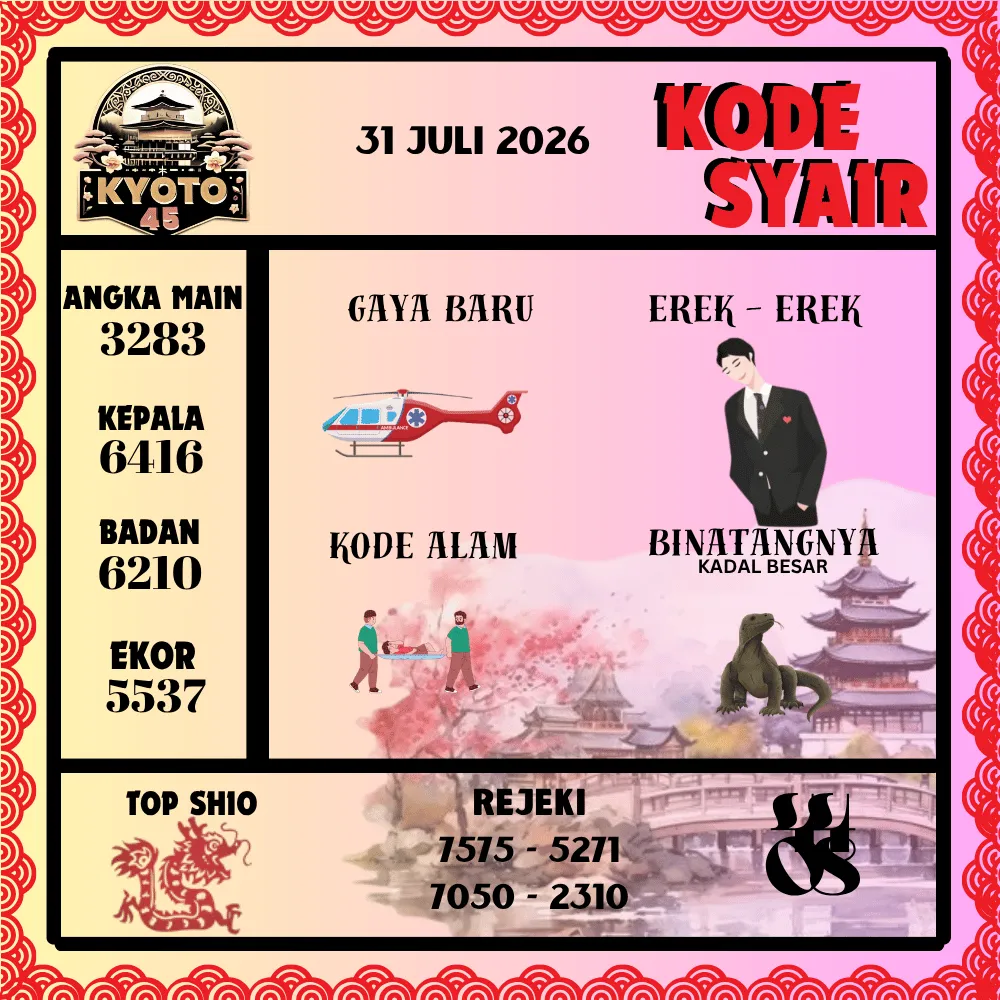 Kode Syair Kyoto45 Pools - Juli 2026