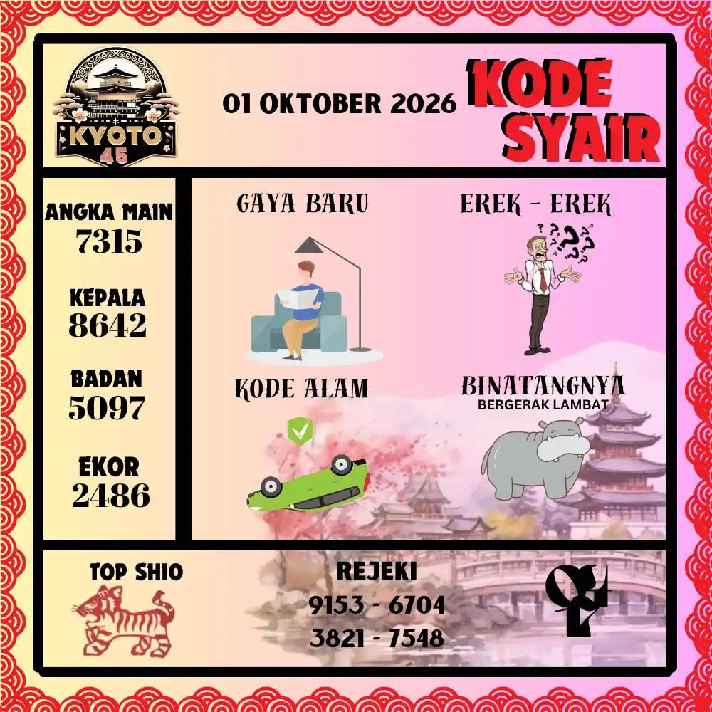Kode Syair Kyoto45  Pools - Oktober 2026
