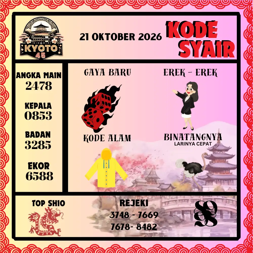Kode Syair Kyoto45  Pools - Oktober 2026
