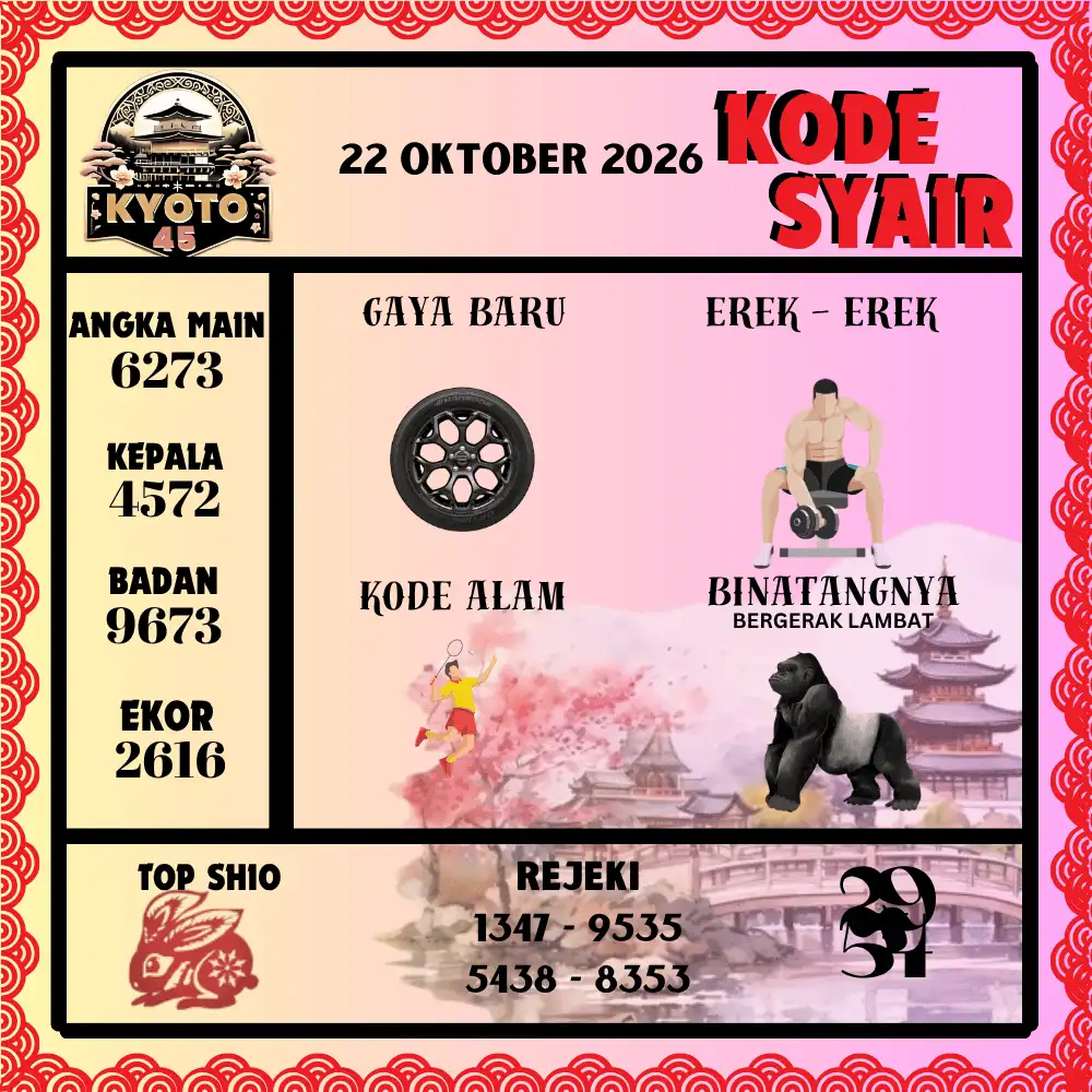 Kode Syair Kyoto45  Pools - Oktober 2026
