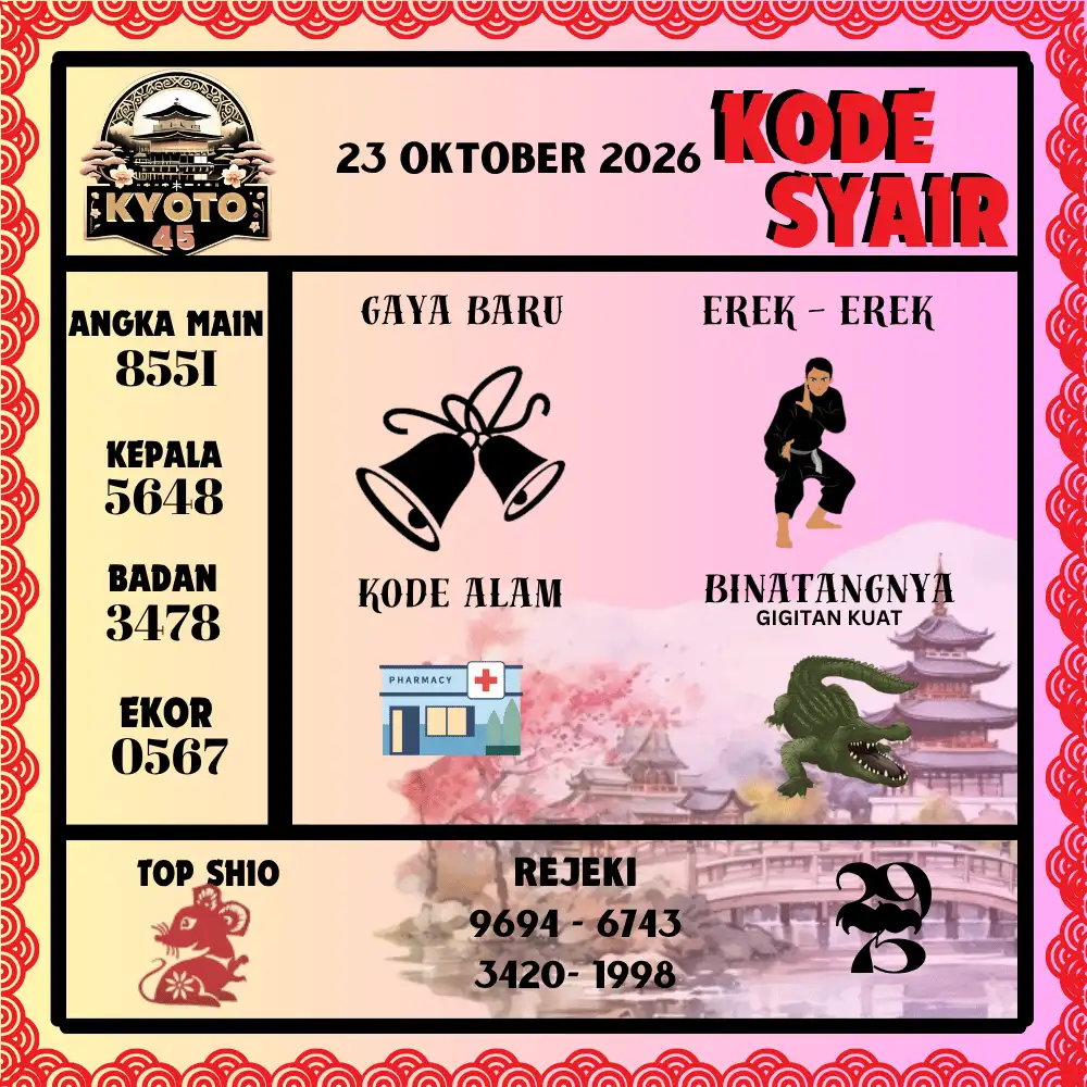 Kode Syair Kyoto45  Pools - Oktober 2026

