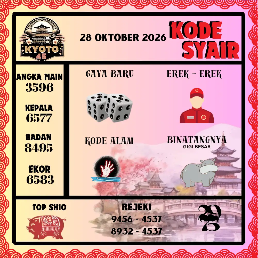 Kode Syair Kyoto45  Pools - Oktober 2026
