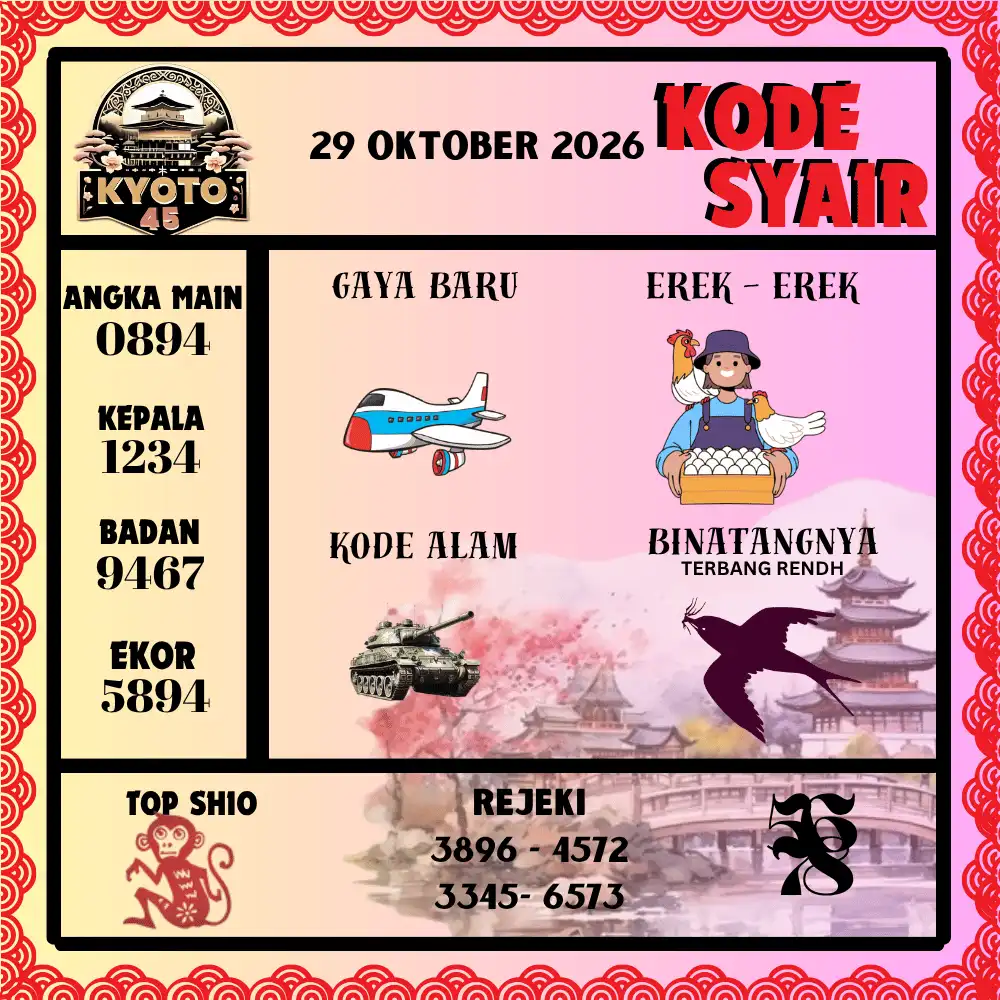 Kode Syair Kyoto45  Pools - Oktober 2026
