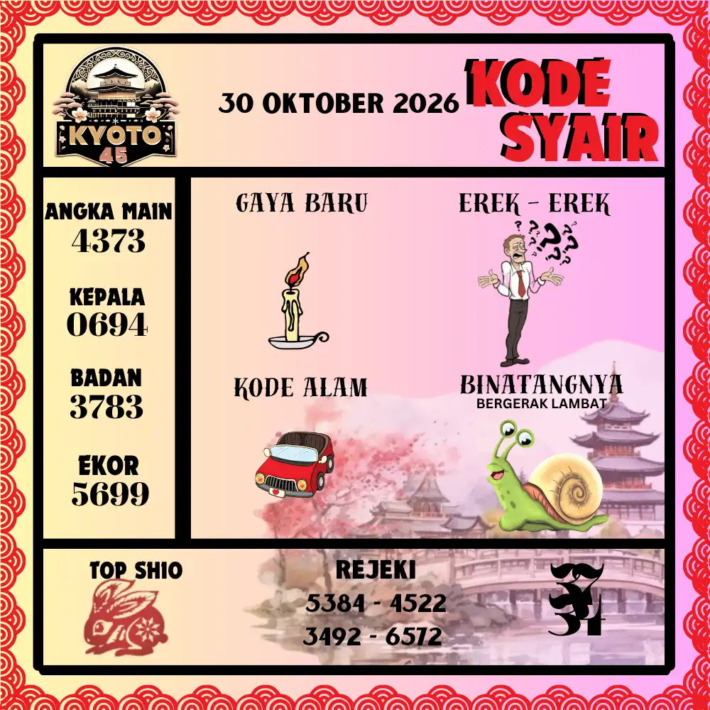 Kode Syair Kyoto45  Pools - Oktober 2026
