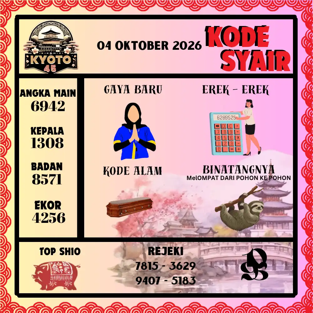 Kode Syair Kyoto45  Pools - Oktober 2026
