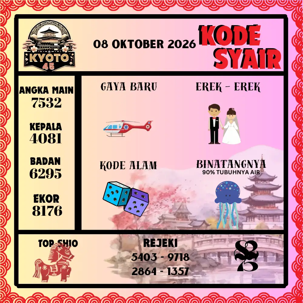 Kode Syair Kyoto45  Pools - Oktober 2026
