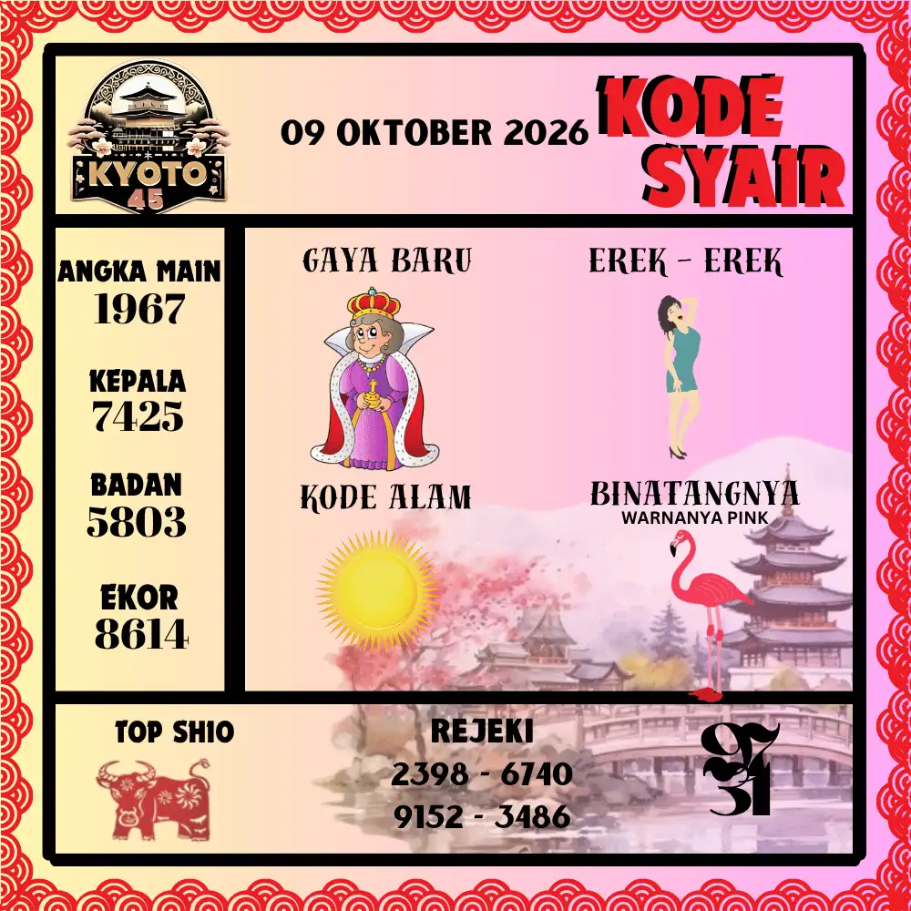 Kode Syair Kyoto45  Pools - Oktober 2026
